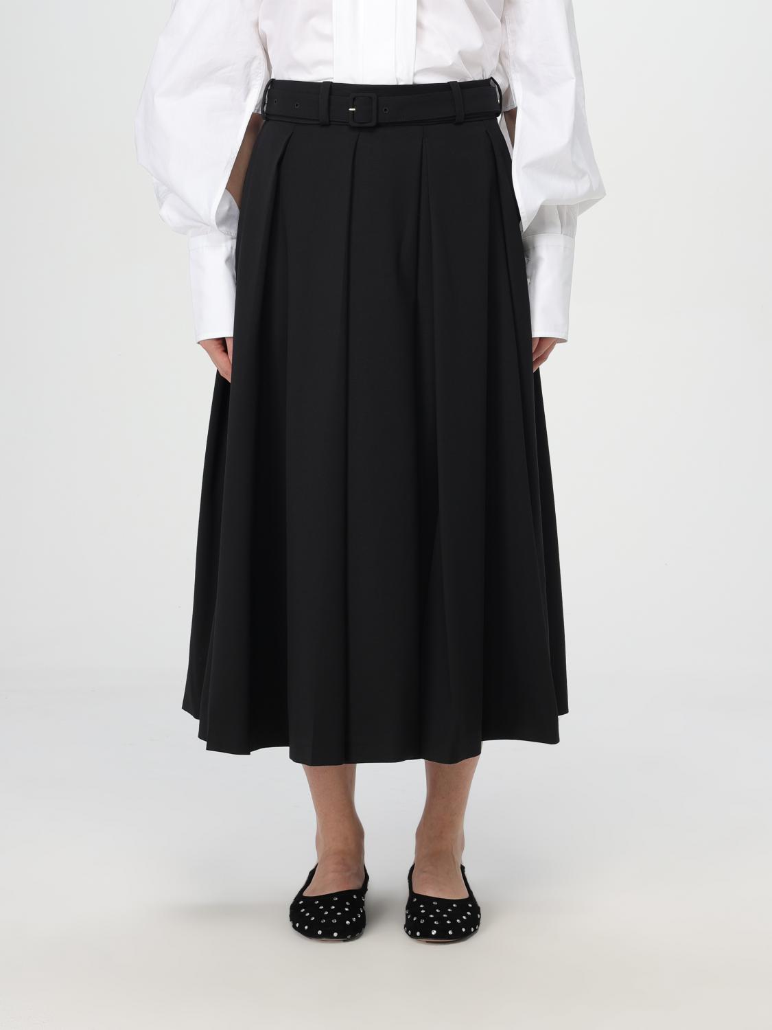 Patou Midi Skirt In Gabardine In 黑色