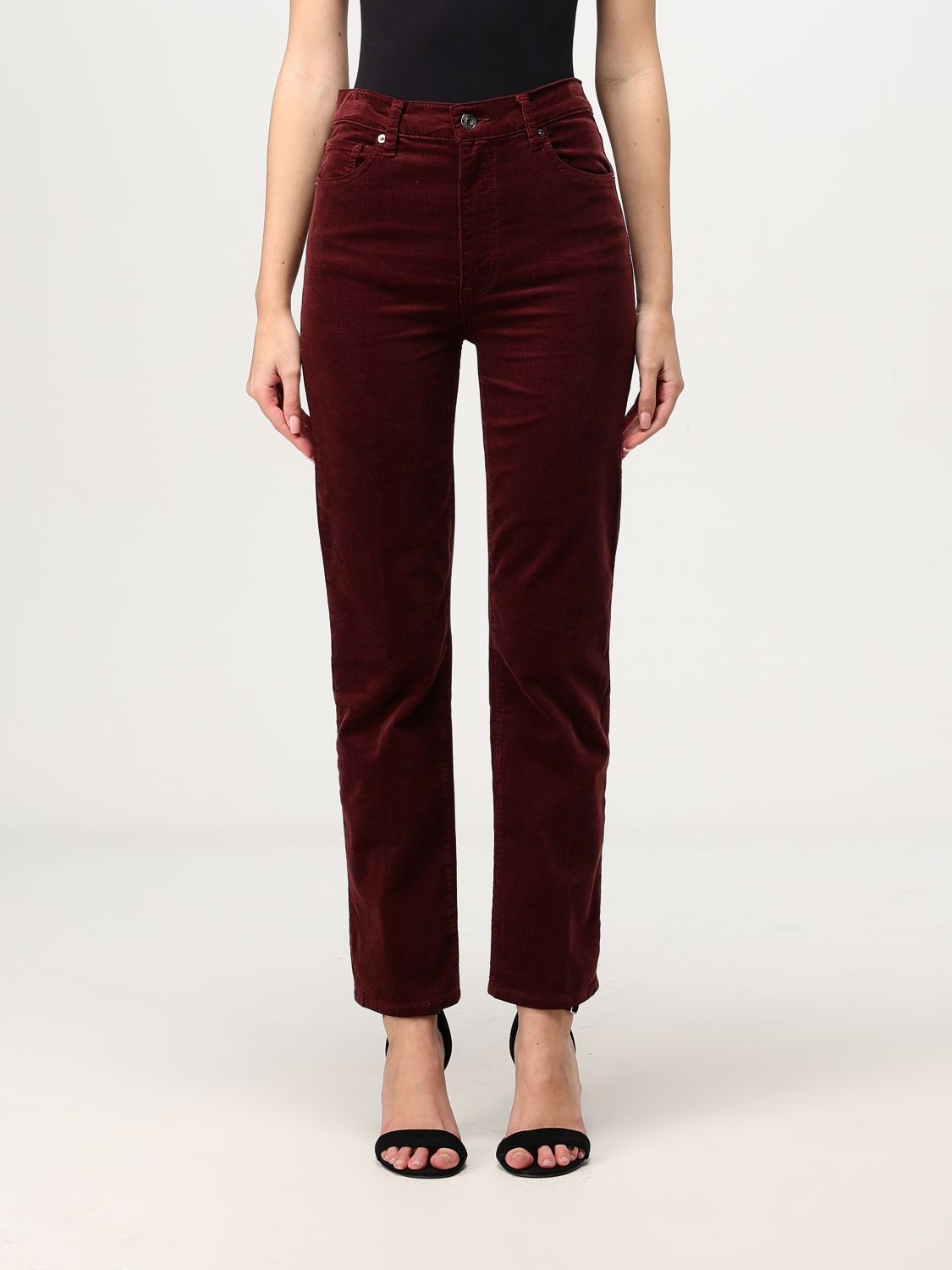 Shop Frame Jeans  Woman Color Burgundy In Burgunderrot