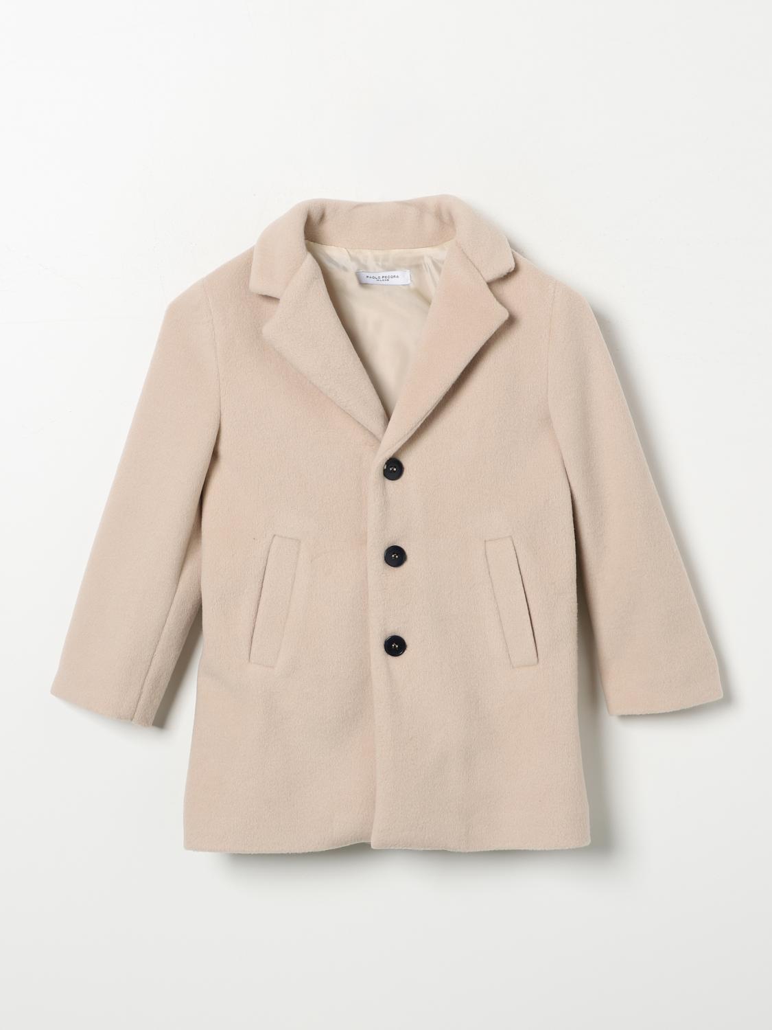 Shop Paolo Pecora Coat  Kids Color Beige