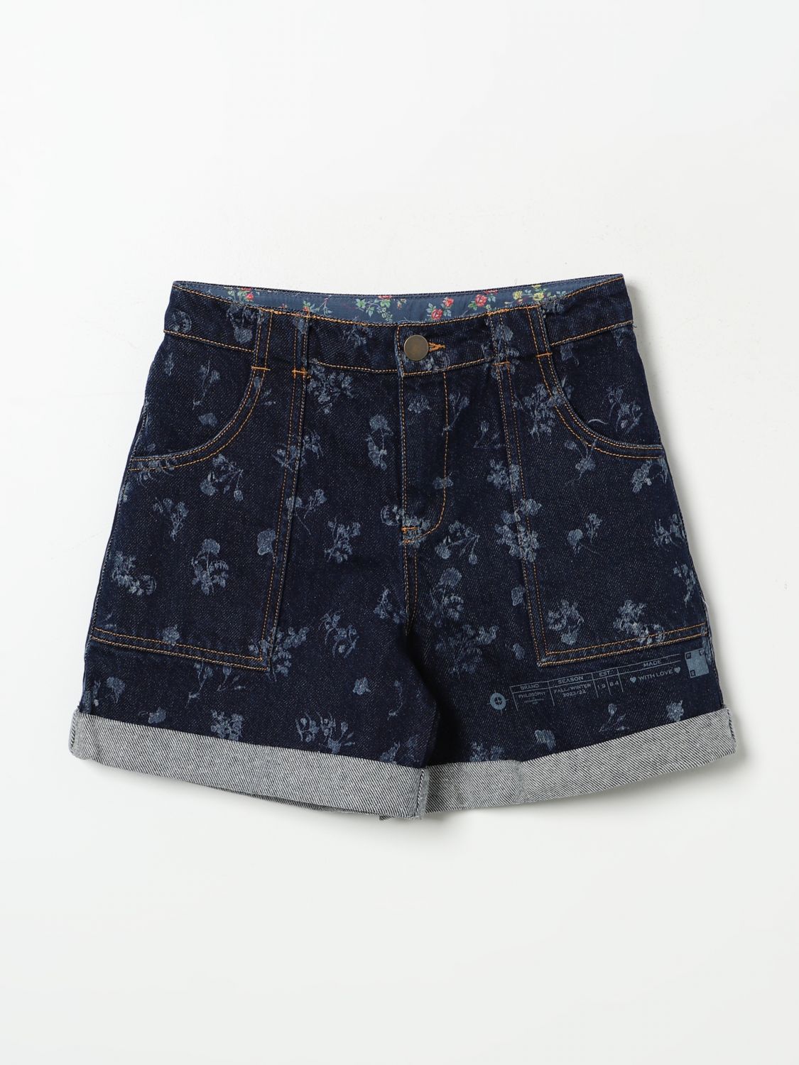 Shop Philosophy Di Lorenzo Serafini Short  Kids Color Blue In Blau