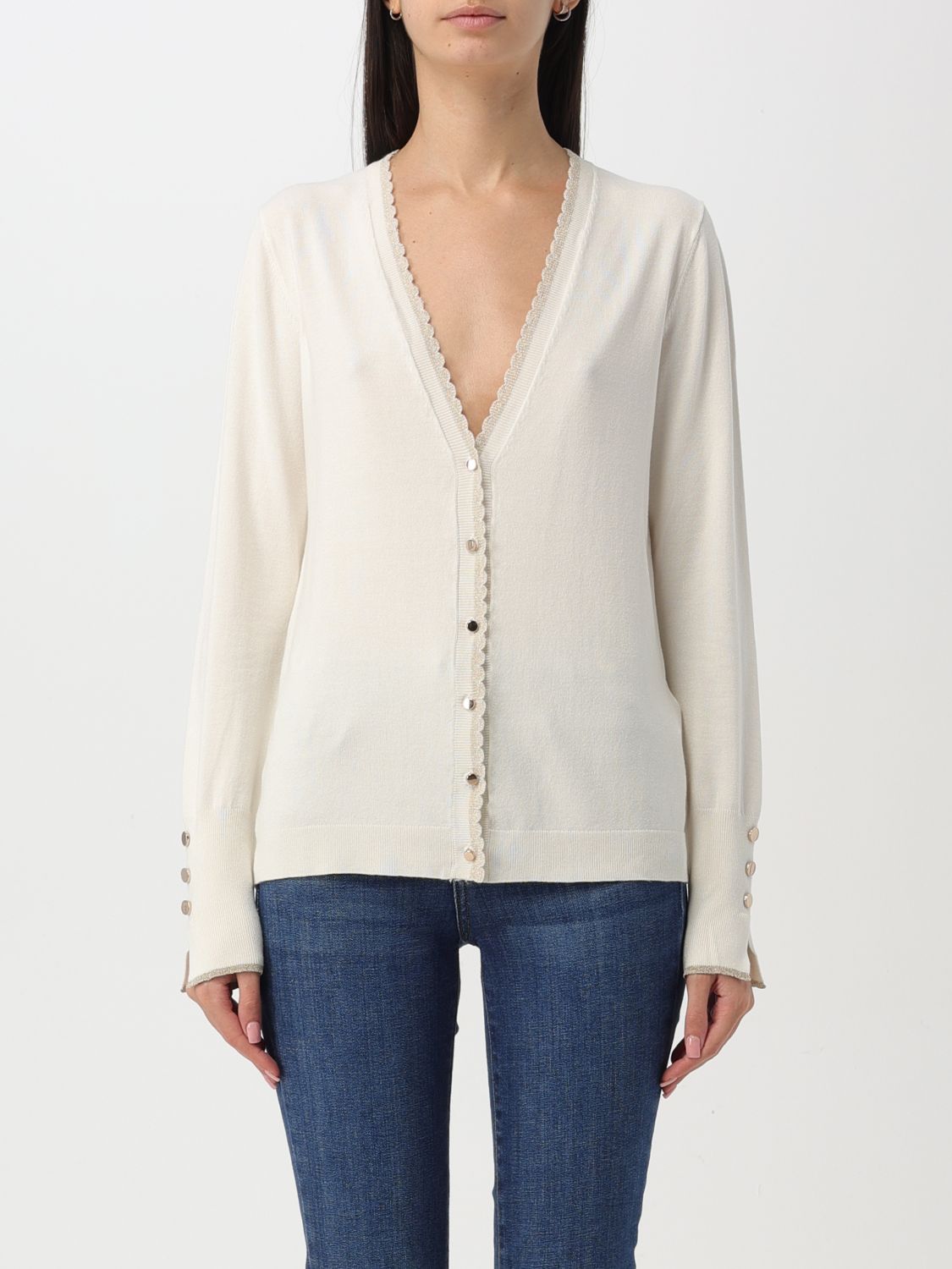 Shop Liu •jo Cardigan Liu Jo Woman Color White In Weiss