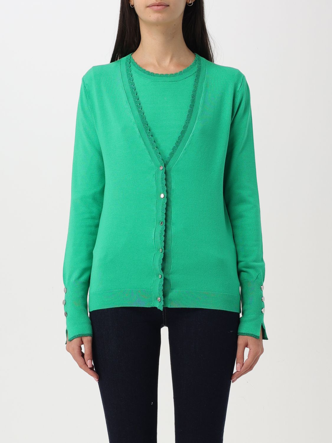 Shop Liu •jo Sweater Liu Jo Woman Color Moss Green In Moosgrün