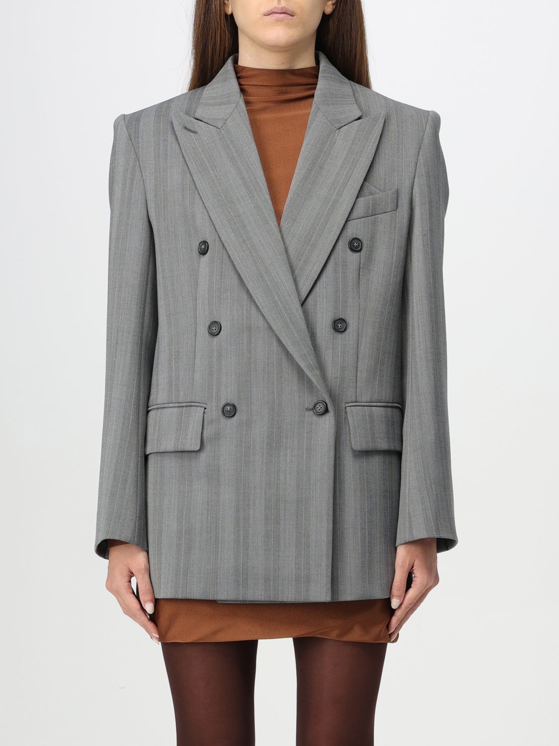 Shop Sportmax Jacket  Woman Color Grey In Grau