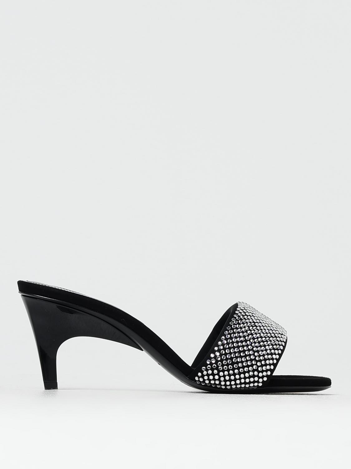 Attico The  Woman Sandals Black Size 8 Textile Fibers In Black
