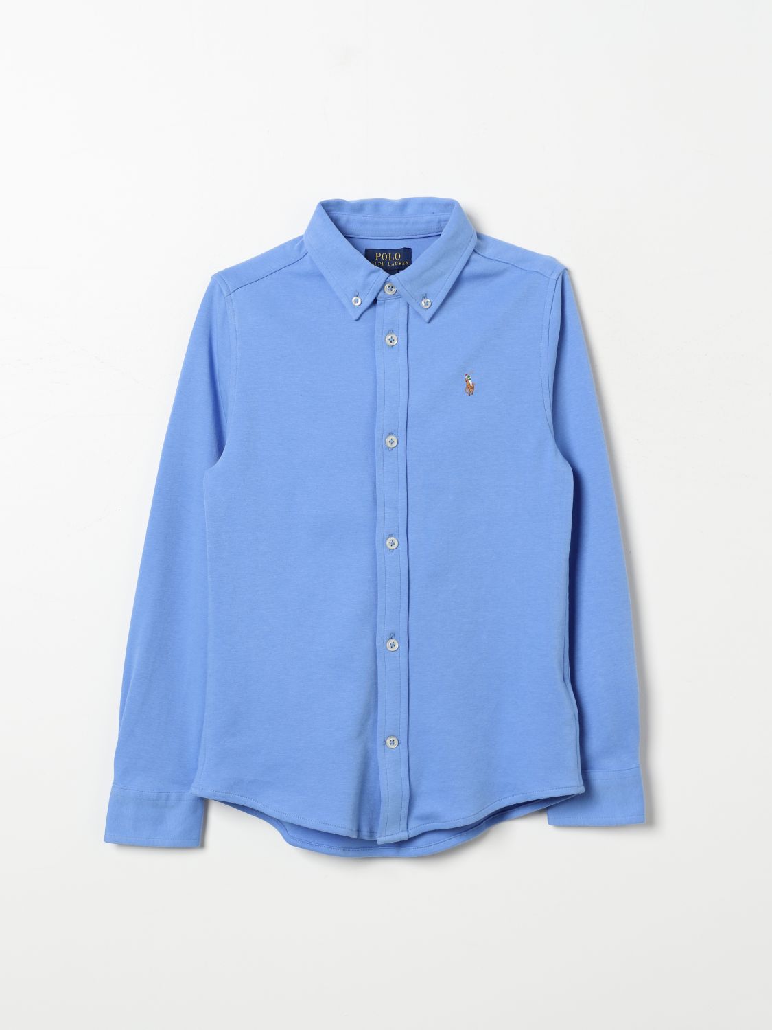 Polo Ralph Lauren Button-down Collar Logo-embroidered Cotton-twill Shirt In Hellblau