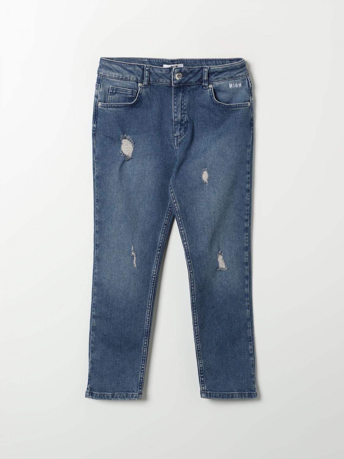 Msgm Pants Kids Kids Color Denim In Denim
