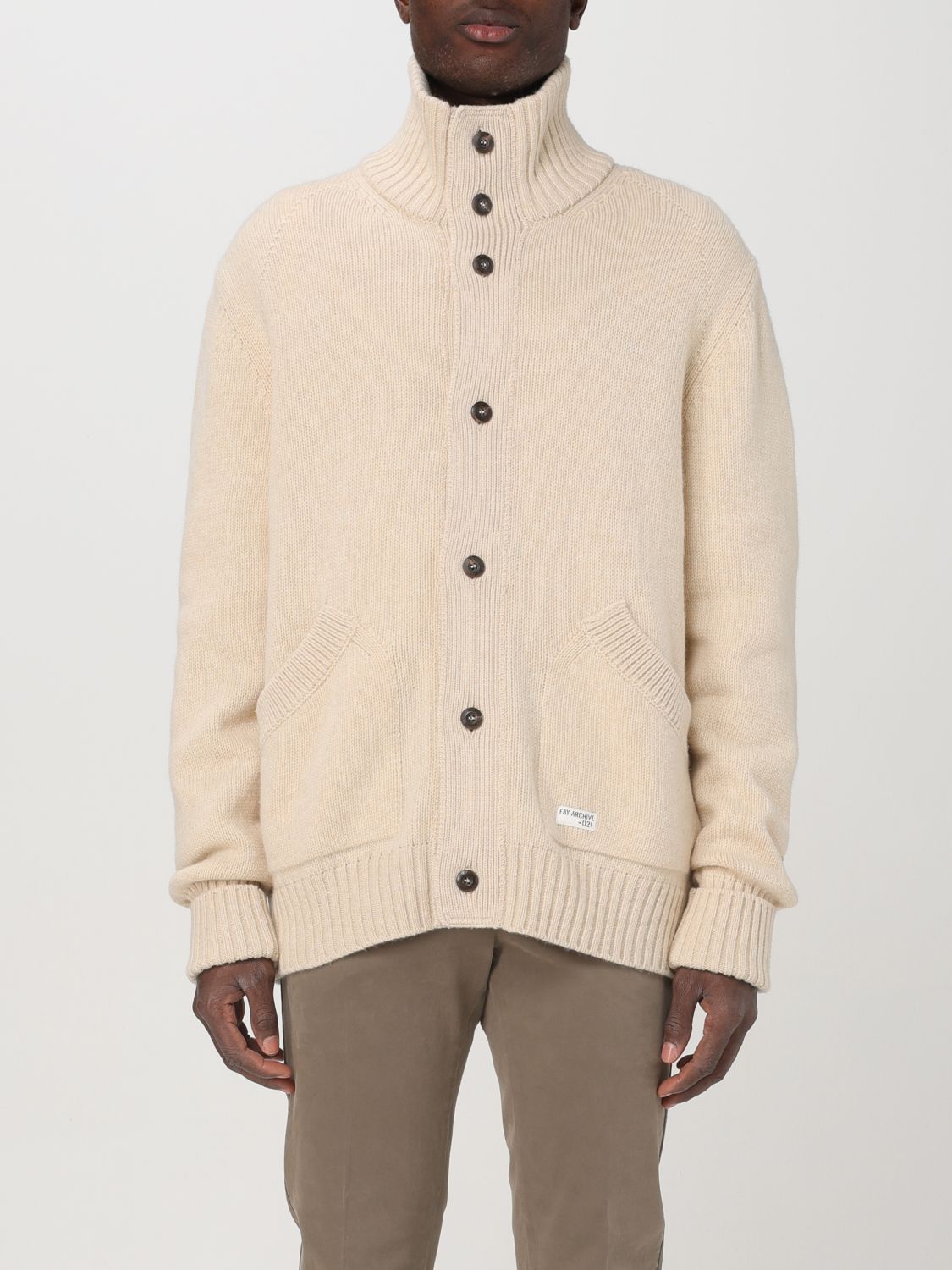 Shop Fay Cardigan  Men Color Yellow Cream