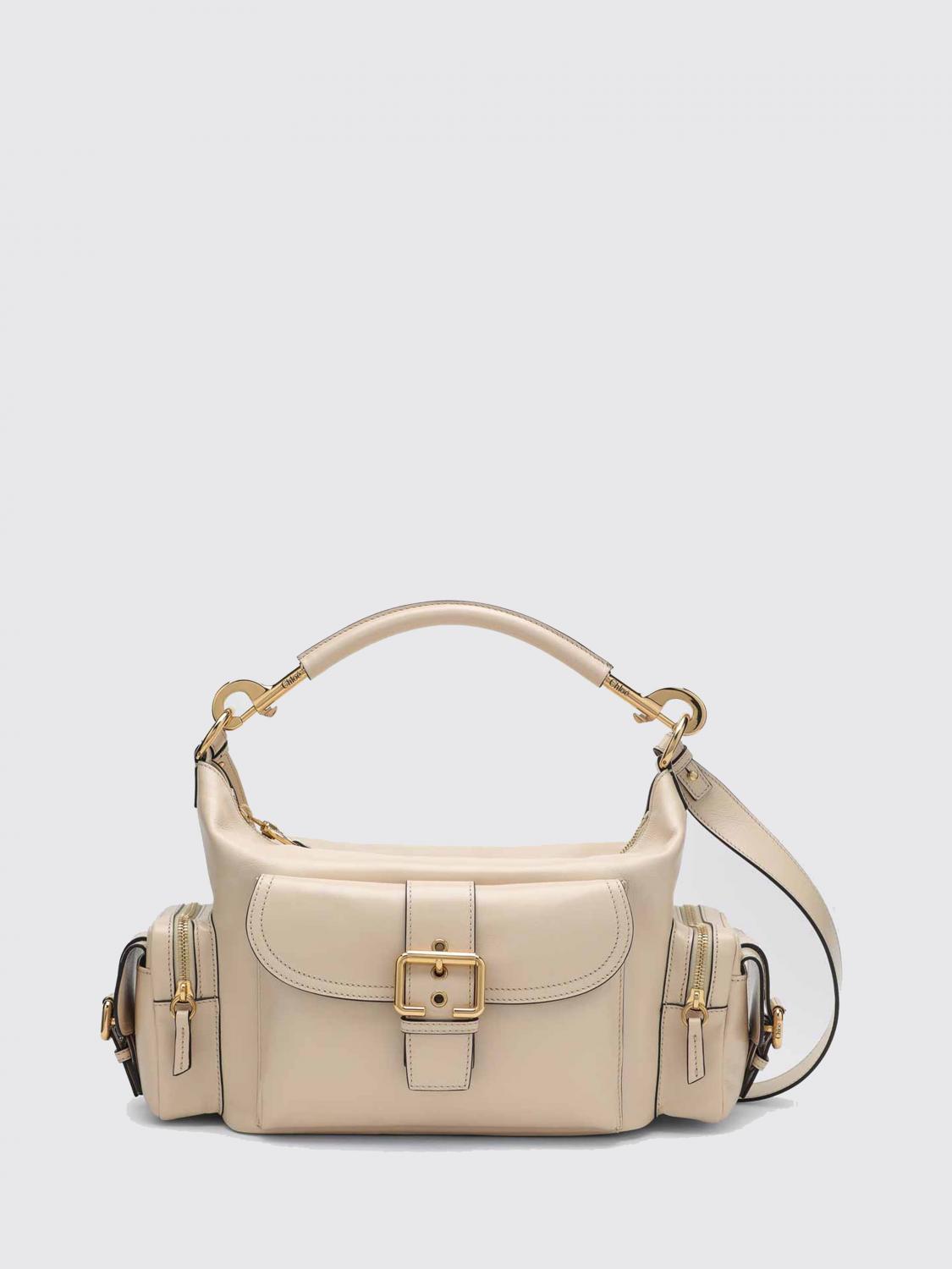Chloé Medium Double Carry Leather Shoulder Bag In Neutral