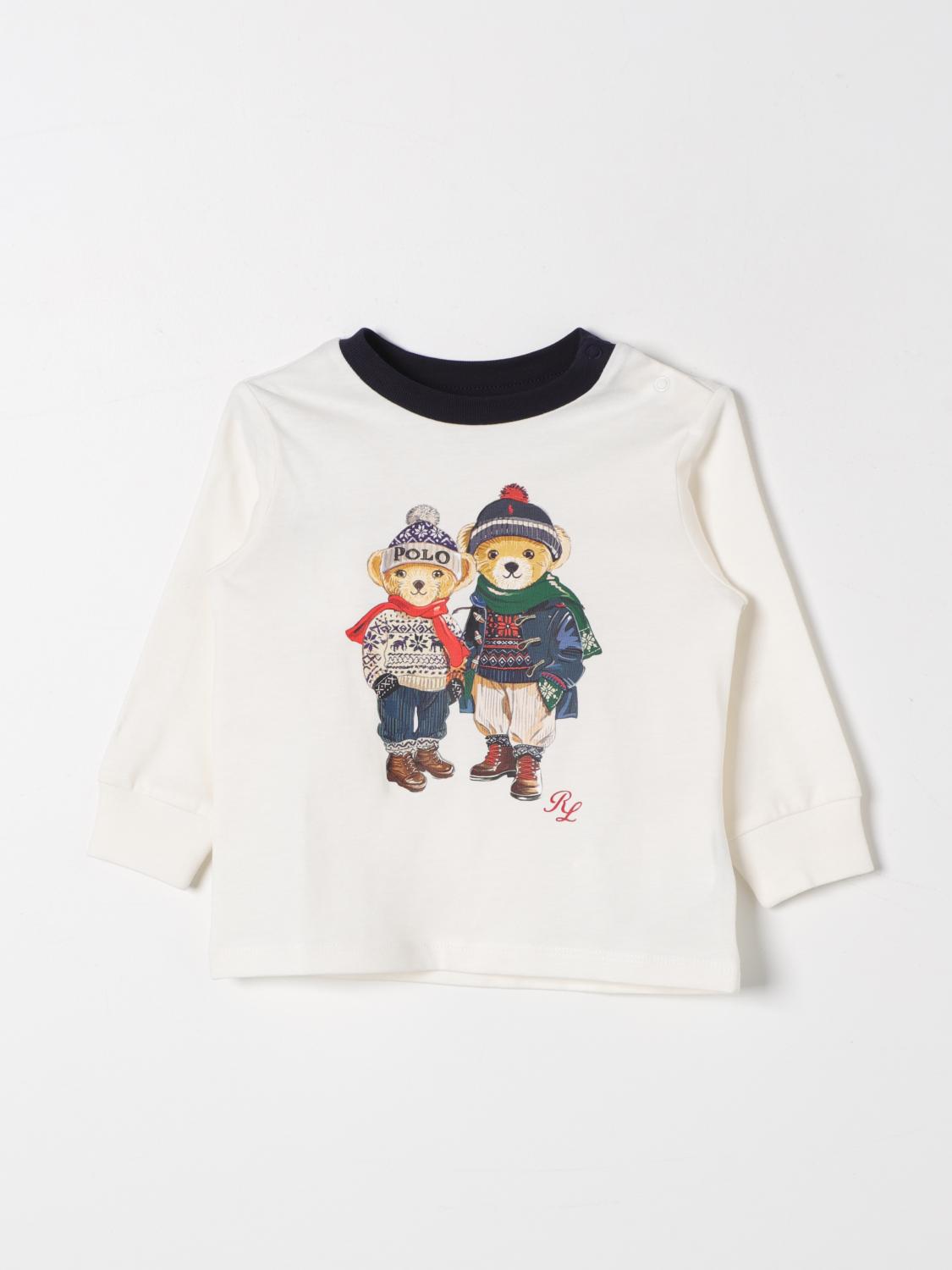 Polo Ralph Lauren Cotton T-shirt With Polo Bear Pattern In Weiss