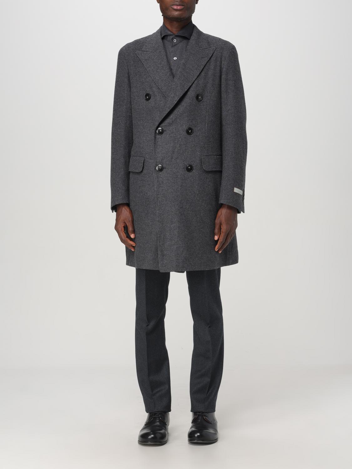 Shop Canali Coat  Men Color Mouse Grey