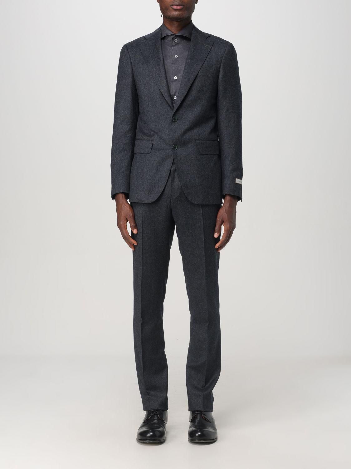 Canali Wool Suit In Charcoal