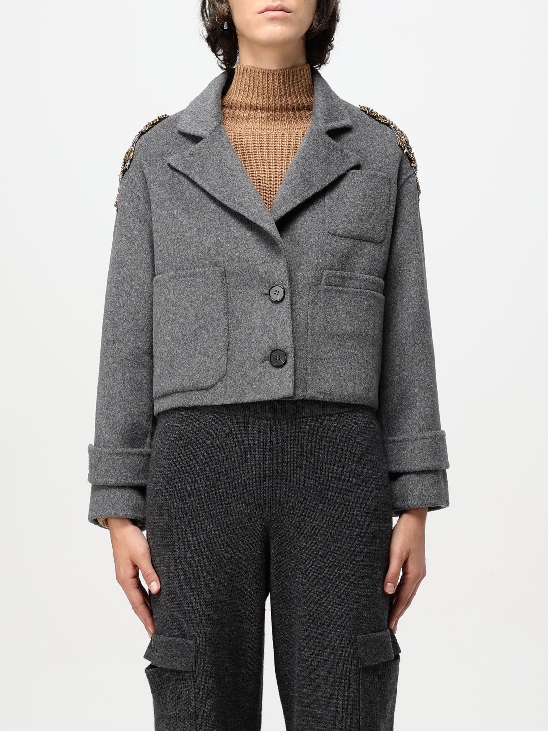 Shop Ermanno Firenze Jacket  Woman Color Grey In Grau