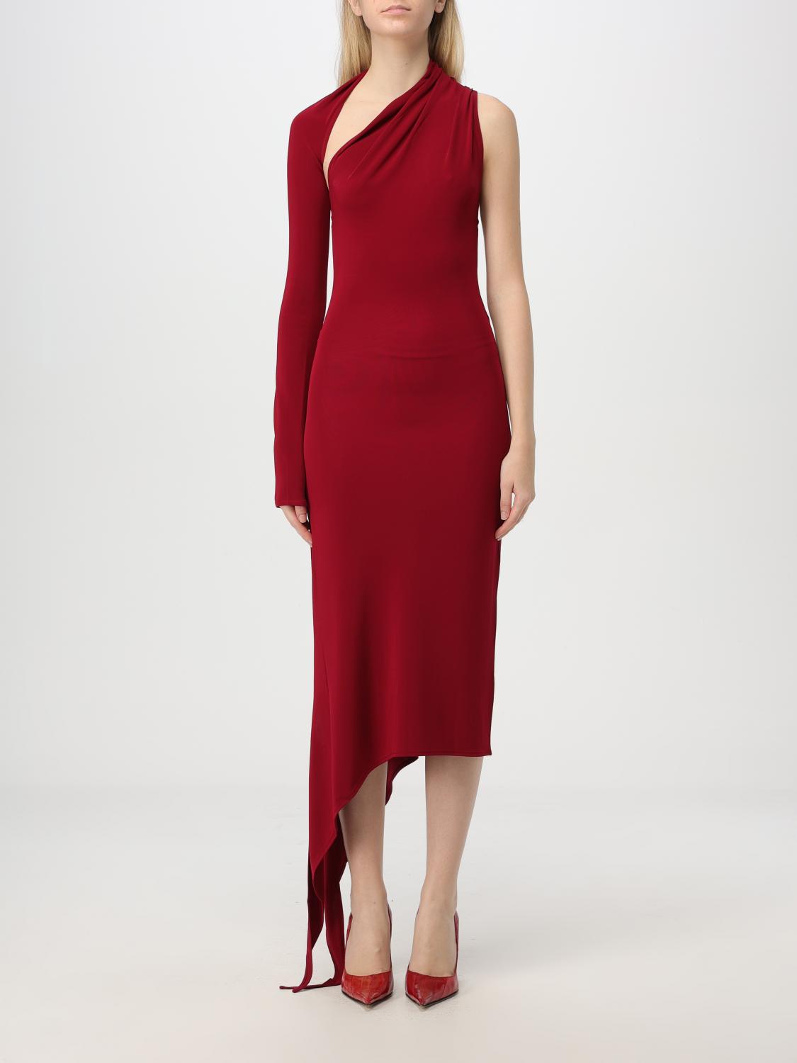 Courrèges Long Slash Crepe Dress In Rot