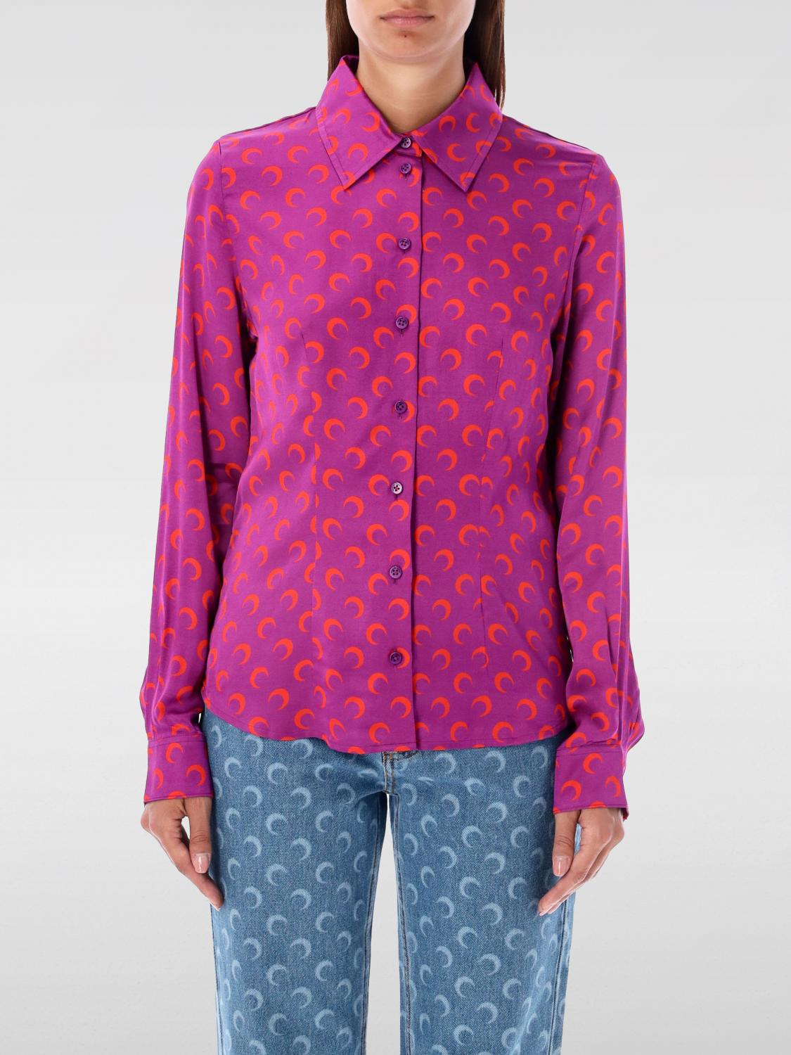 Marine Serre Moon Print Flou Blouse In Violett
