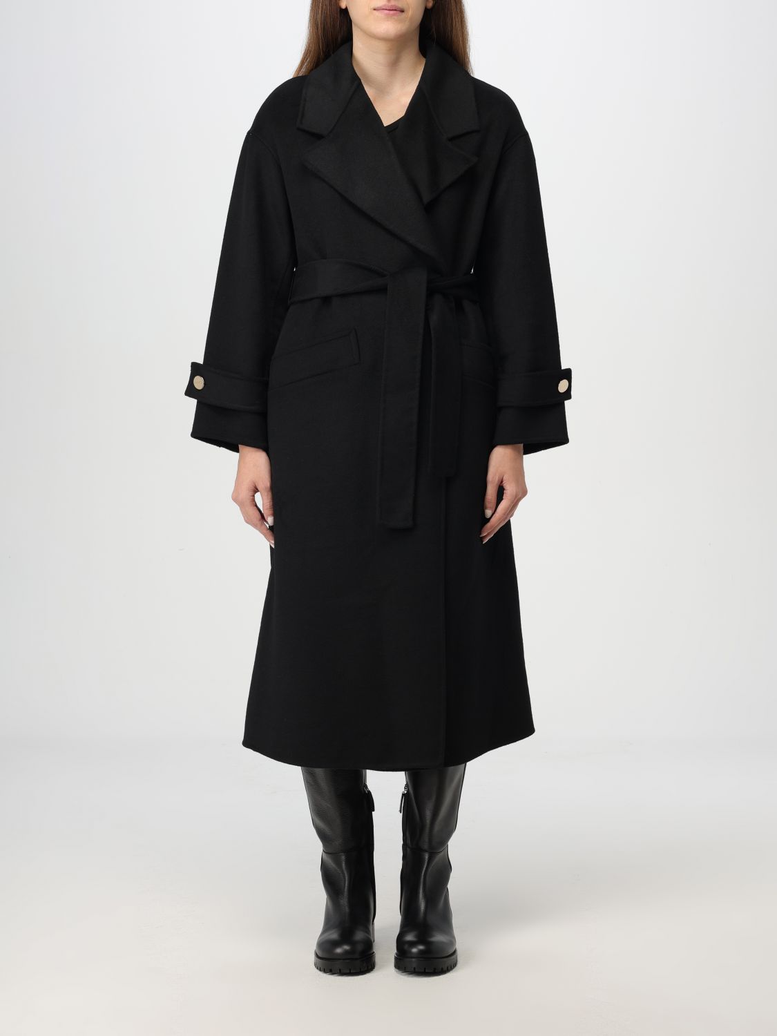 Shop Liu •jo Coat Liu Jo Woman Color Black In Schwarz