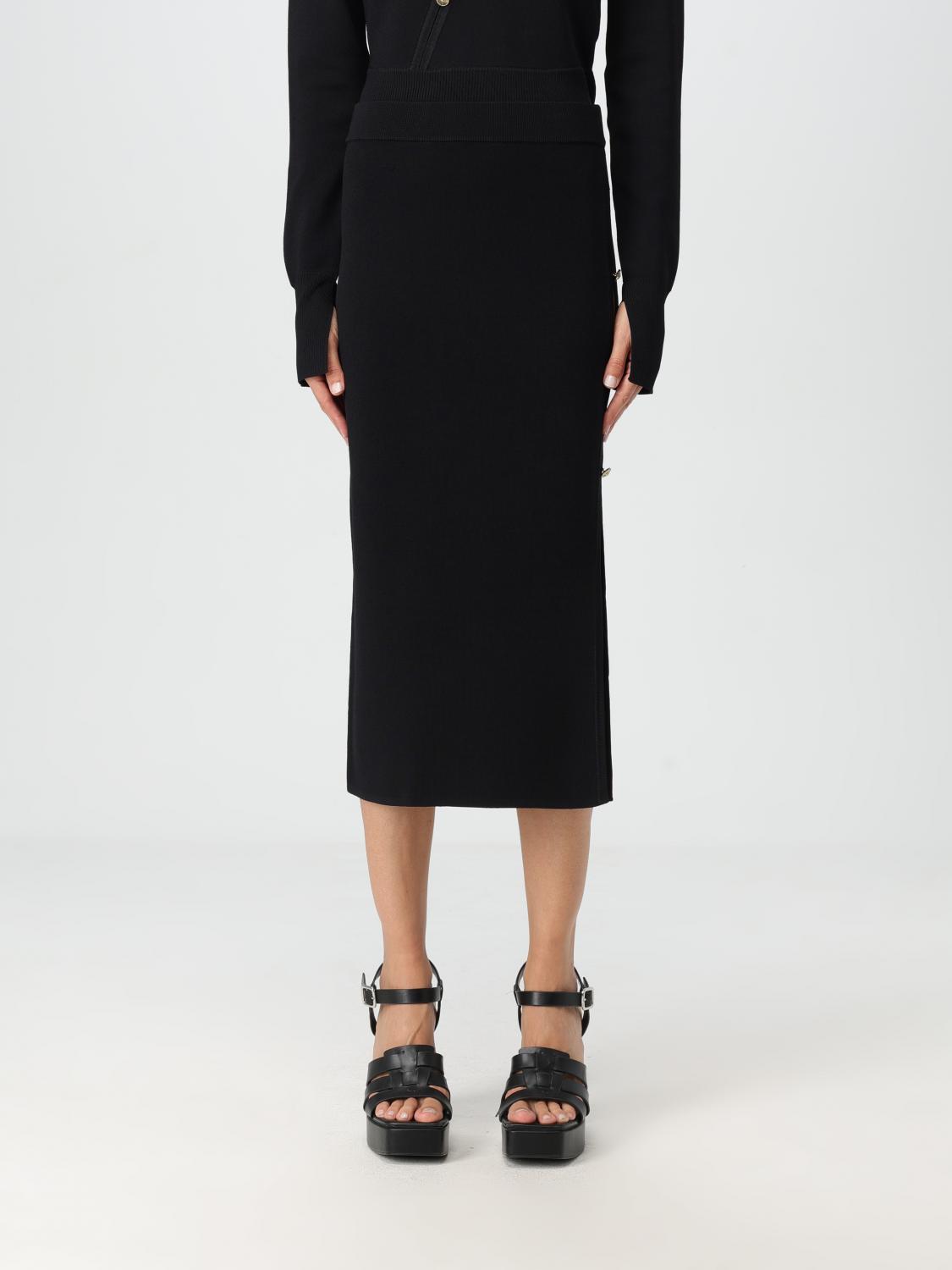 Versace Jeans Couture Waistband Elastic Midi Length High-waisted Skirt In Schwarz