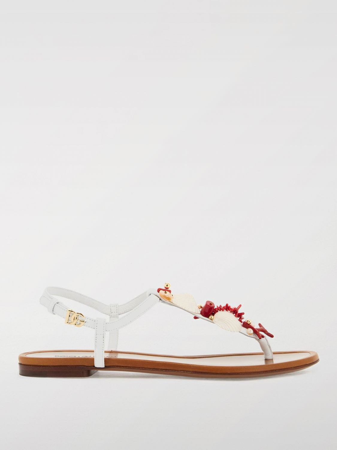 Shop Dolce & Gabbana Flat Sandals  Woman Color White In Weiss