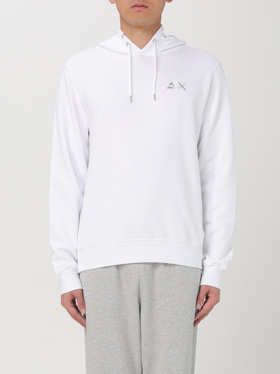 Sun 68 Logo-embroidered Cotton Hoodie In White