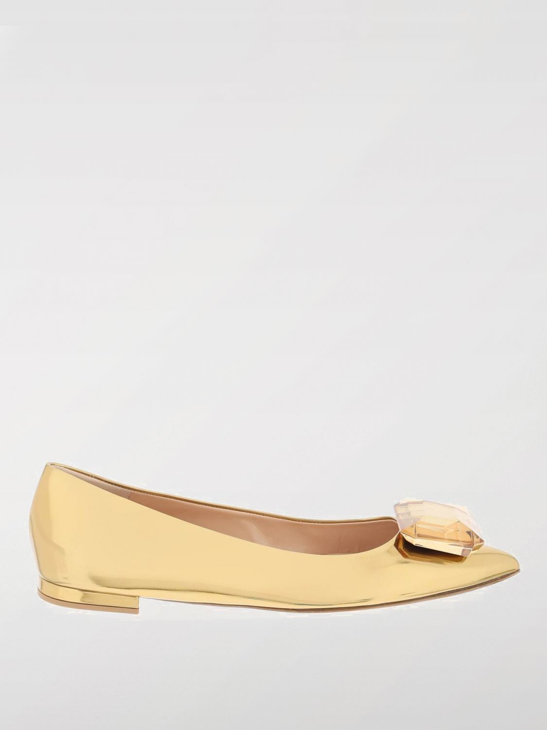 Shop Gianvito Rossi Flat Shoes  Woman Color Gold