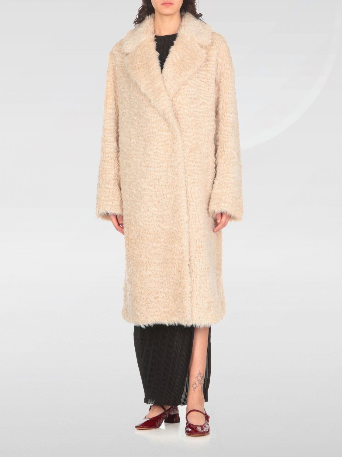 Stand Studio Fur Coats  Woman Color Ivory In Gray