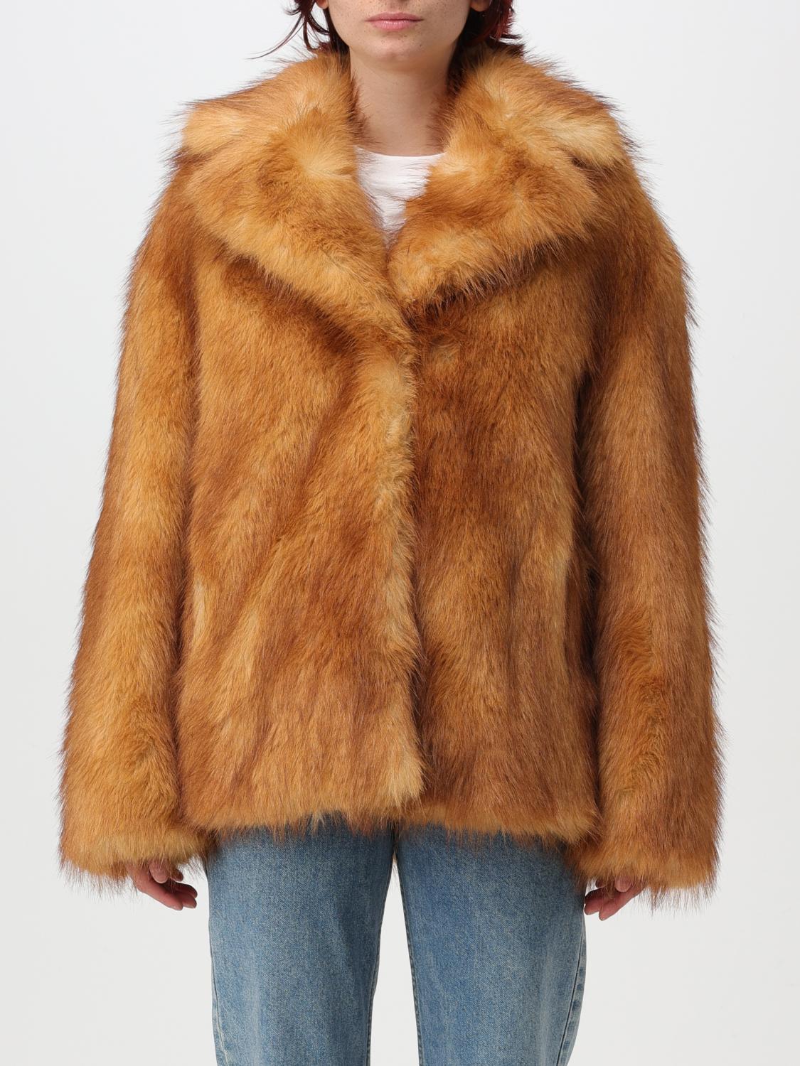 Stand Studio Women's Short Janice Coat In Faux Fur In Beige