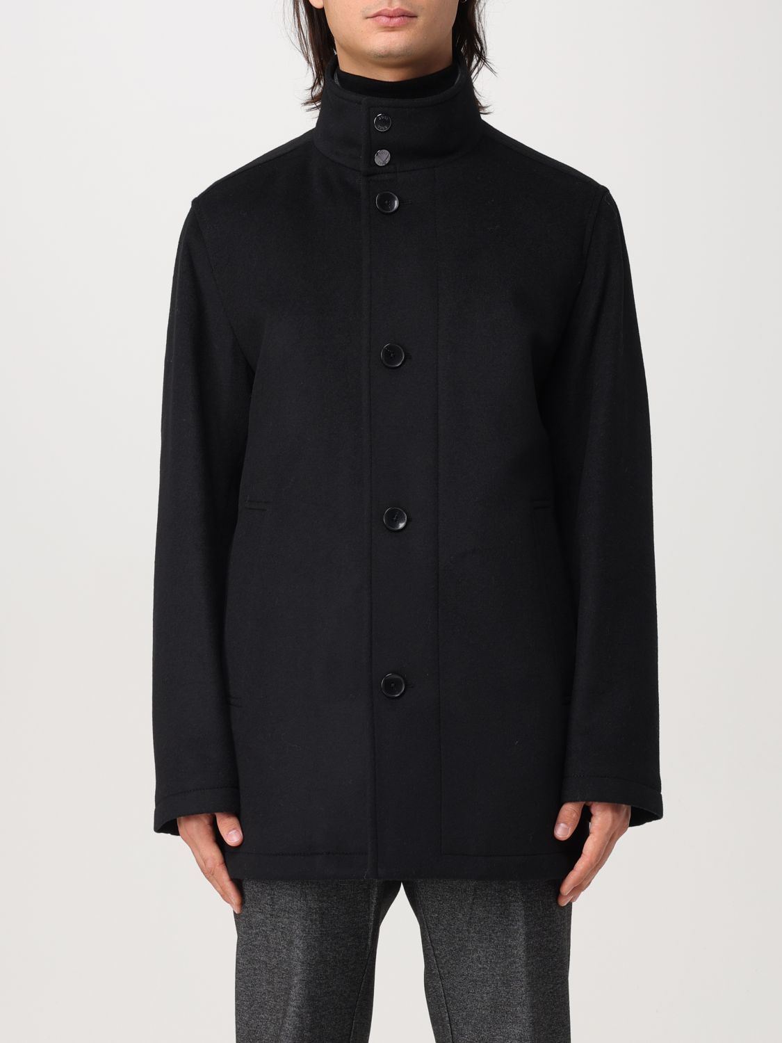 Shop Hugo Boss Coat Boss Men Color Black In Schwarz