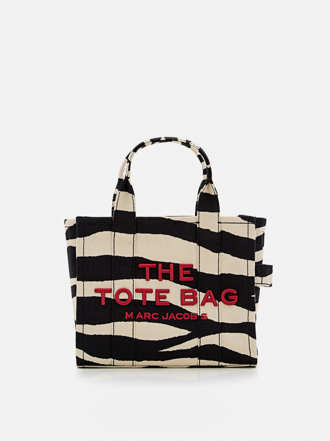 Marc Jacobs Zebra Canvas Small Tote Bag In Black
