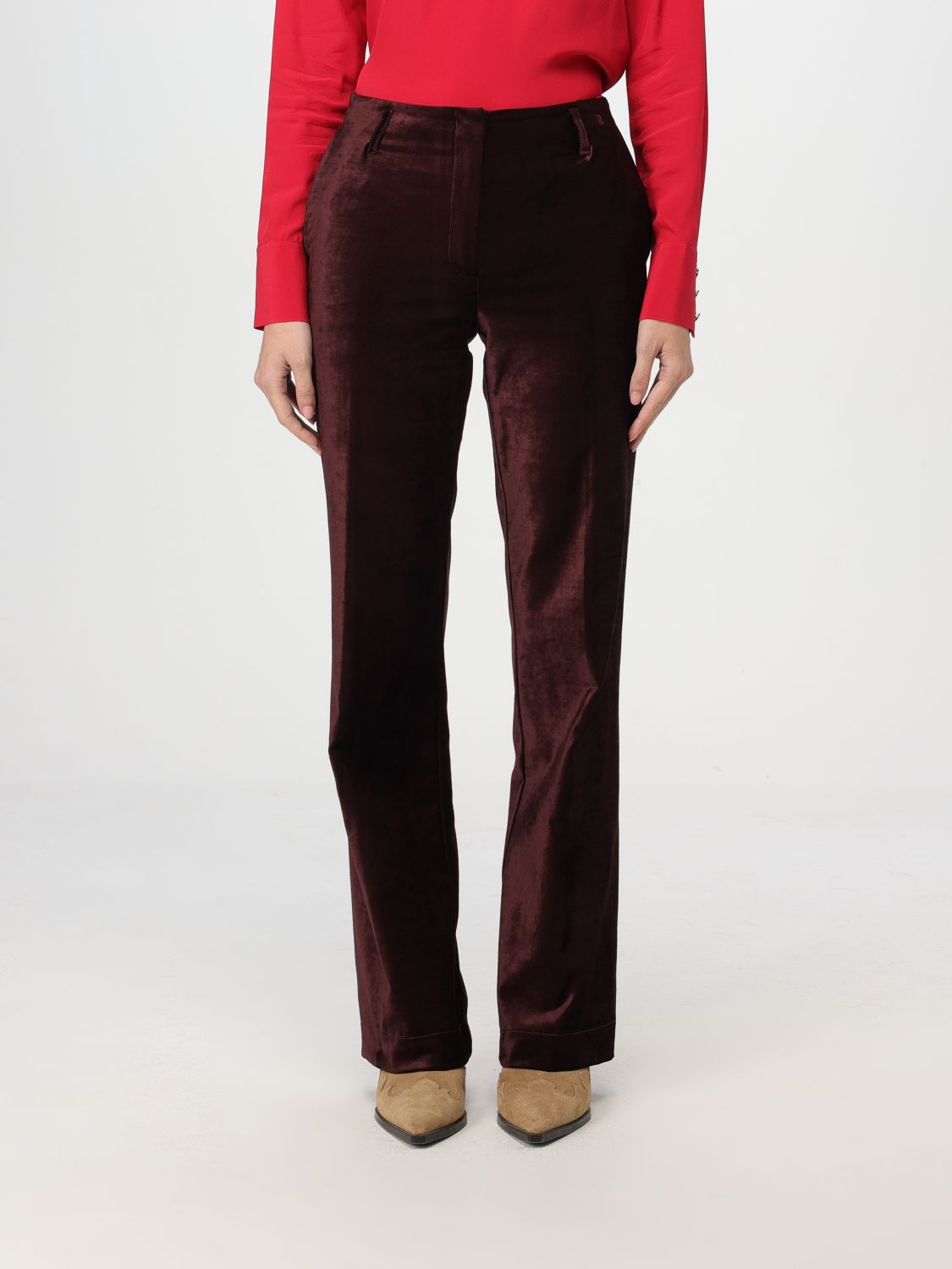 Shop Forte Forte Pants  Woman Color Burgundy In Burgunderrot