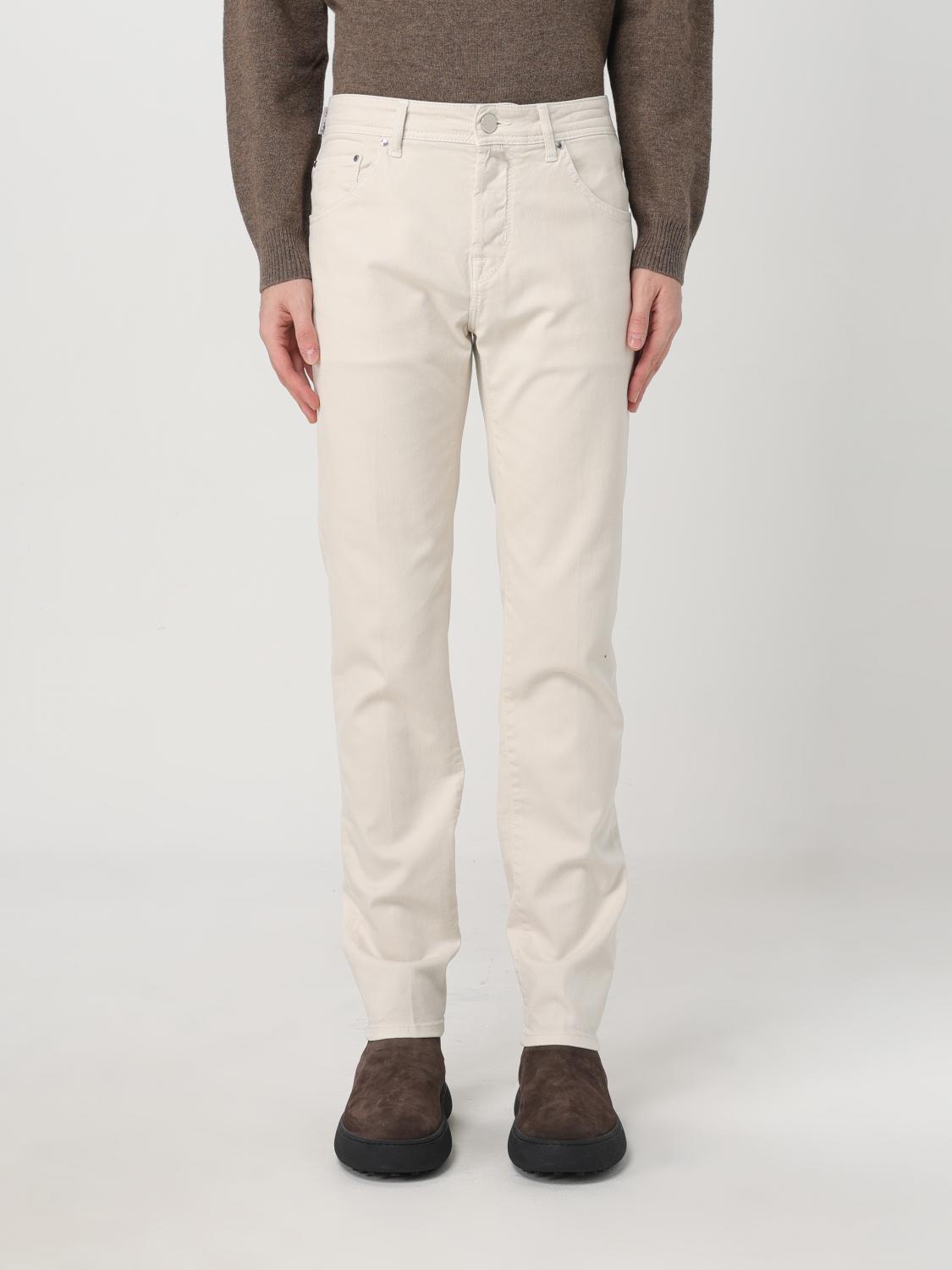 Shop Jacob Cohen Pants  Men Color White In Weiss