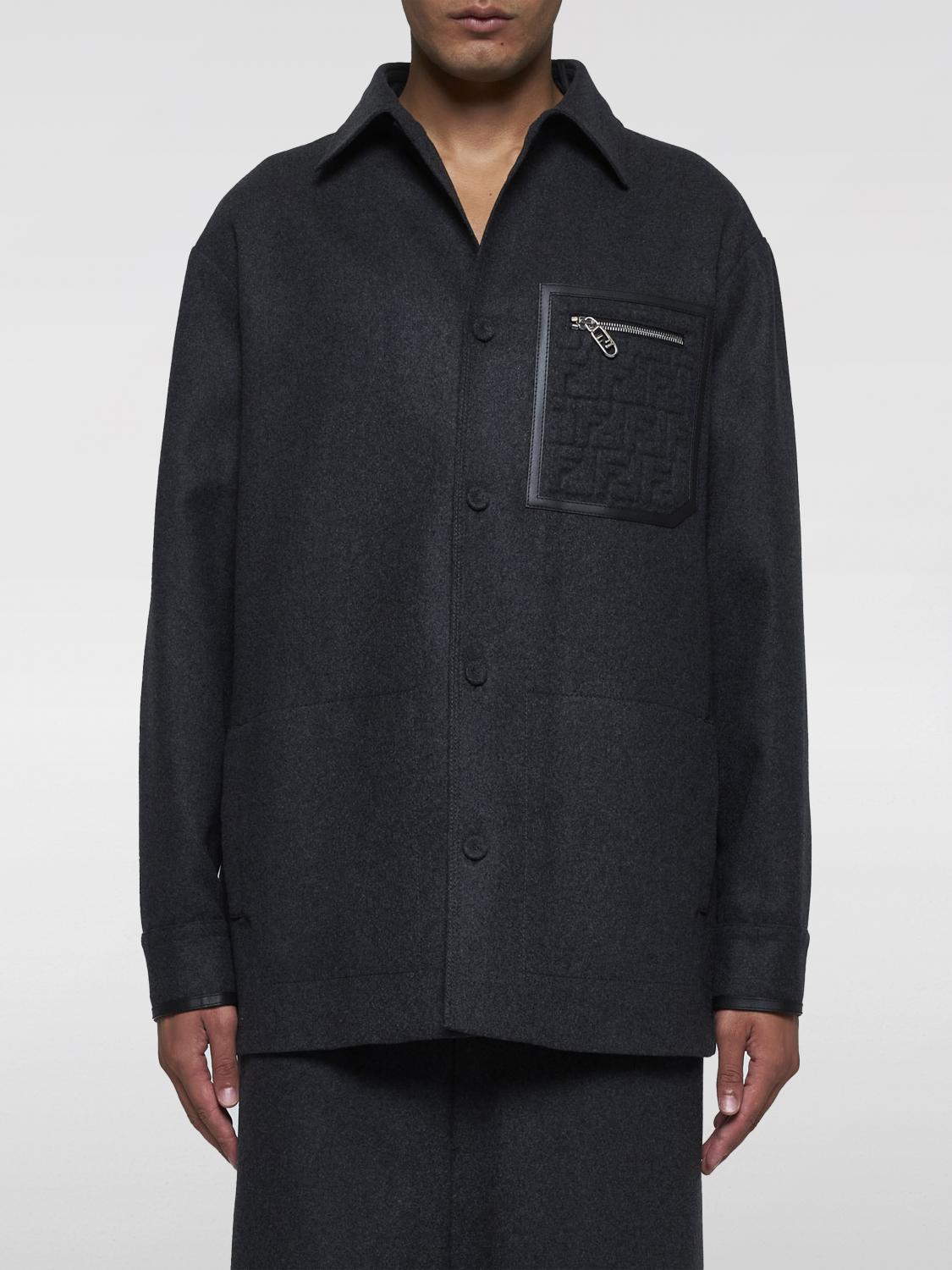 Fendi Cashmere Go-to Single-breasted Blouson Jacket In Grey