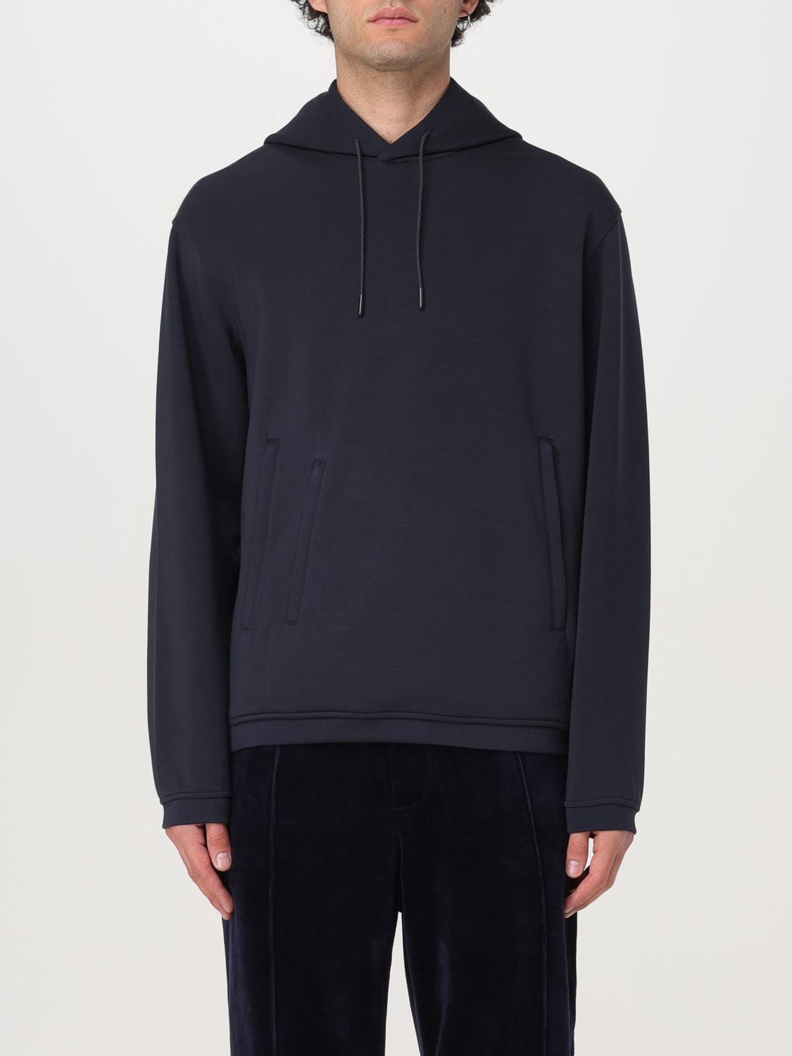 Emporio Armani Jacquard Logo Hoodie In Blau
