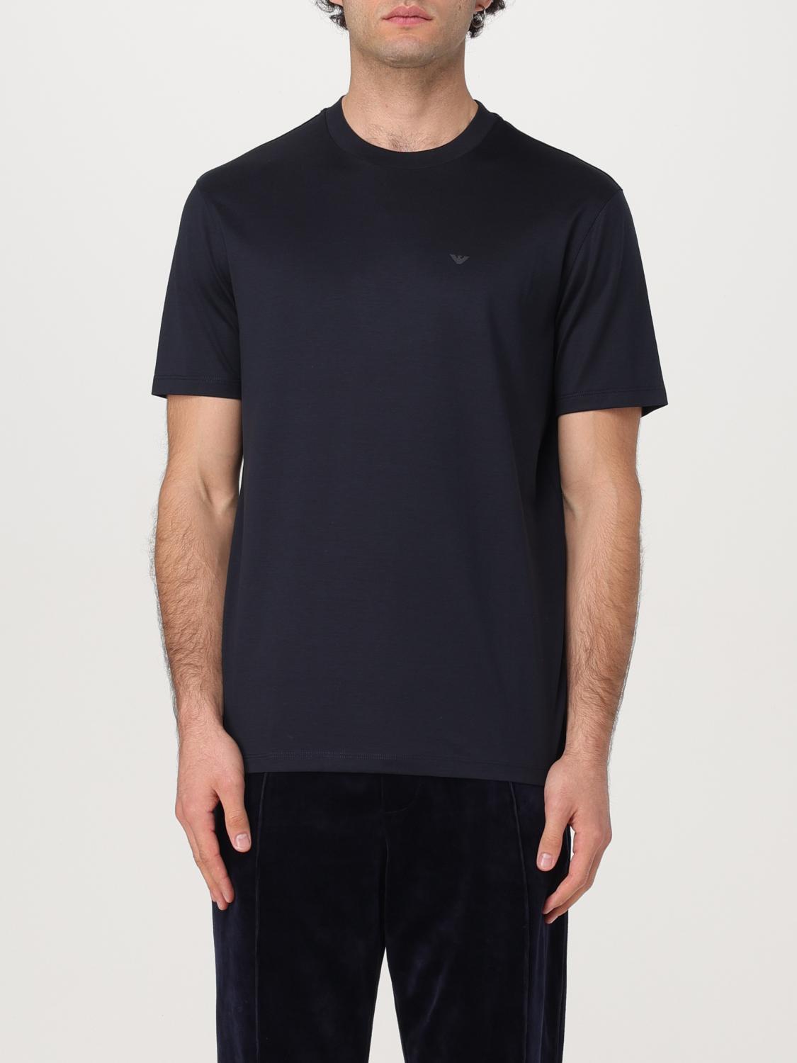 Emporio Armani Crew Neck Modal Blend Short Sleeve Top In Blau