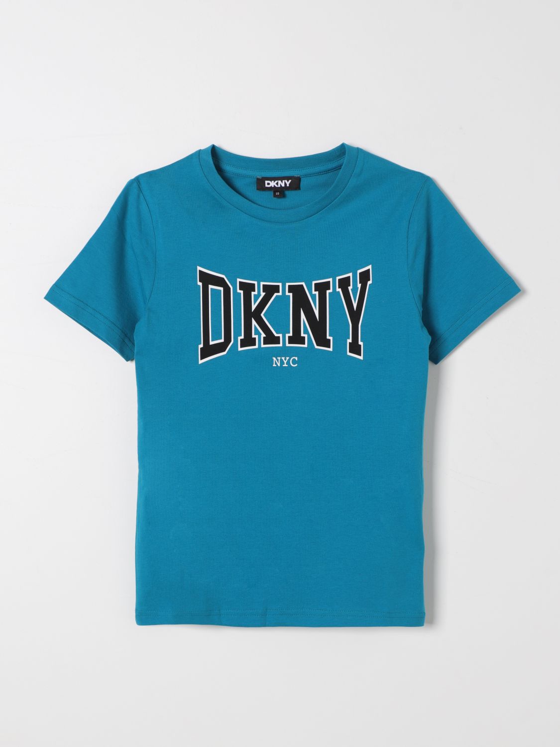 Shop Dkny T-shirt  Kids Color Turquoise In Türkis