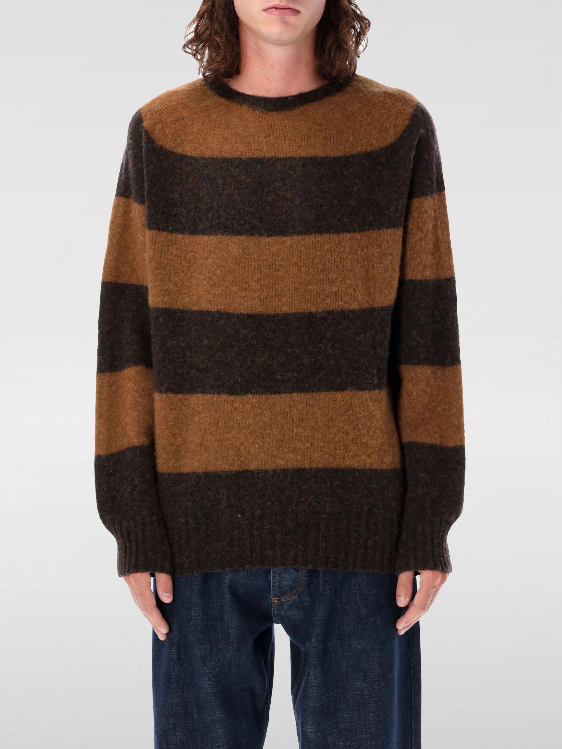 Ymc You Must Create Ymc Stripes Shetland Sweater In Braun