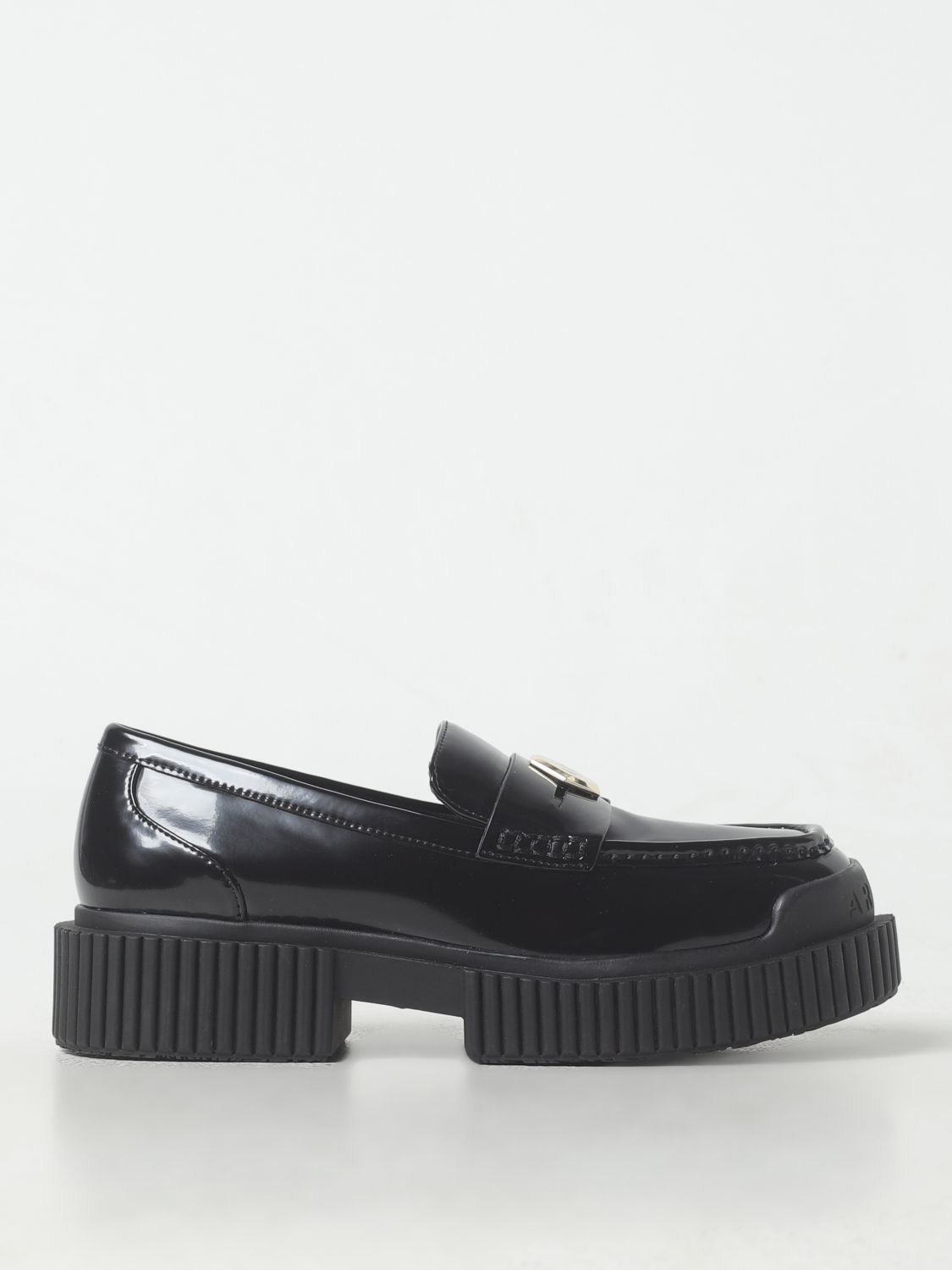 Shop Armani Exchange Loafers  Woman Color Black In Schwarz