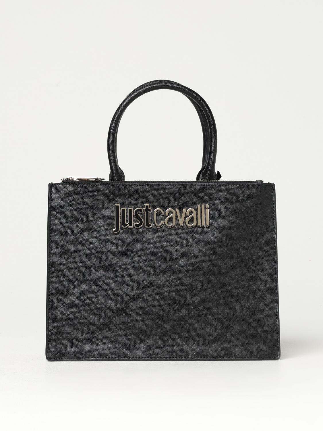 Just Cavalli Logo-lettering Faux-leather Tote Bag In Black