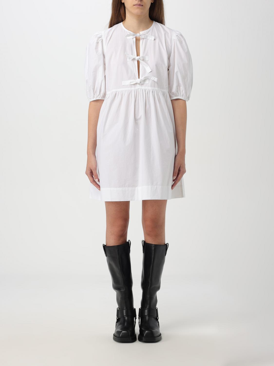 Shop Ganni Dress Woman Color White In Weiss