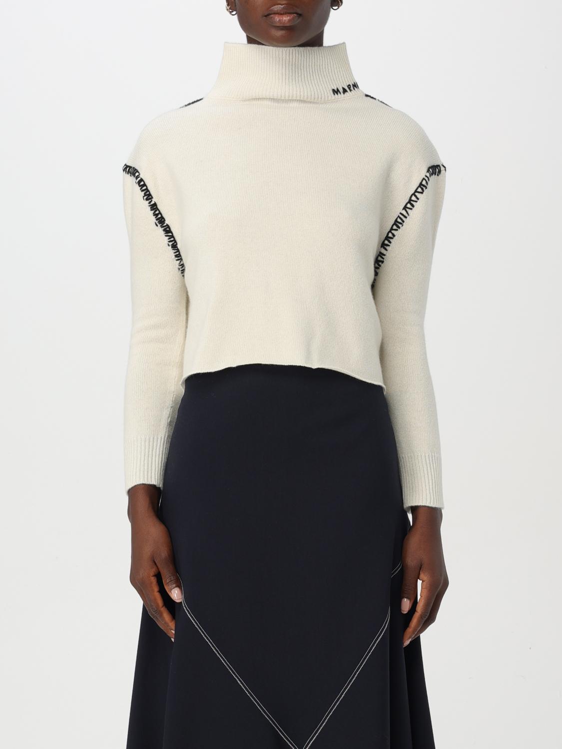 Marni Off-white Wool Cashmere Wrap Sweater In Weiss