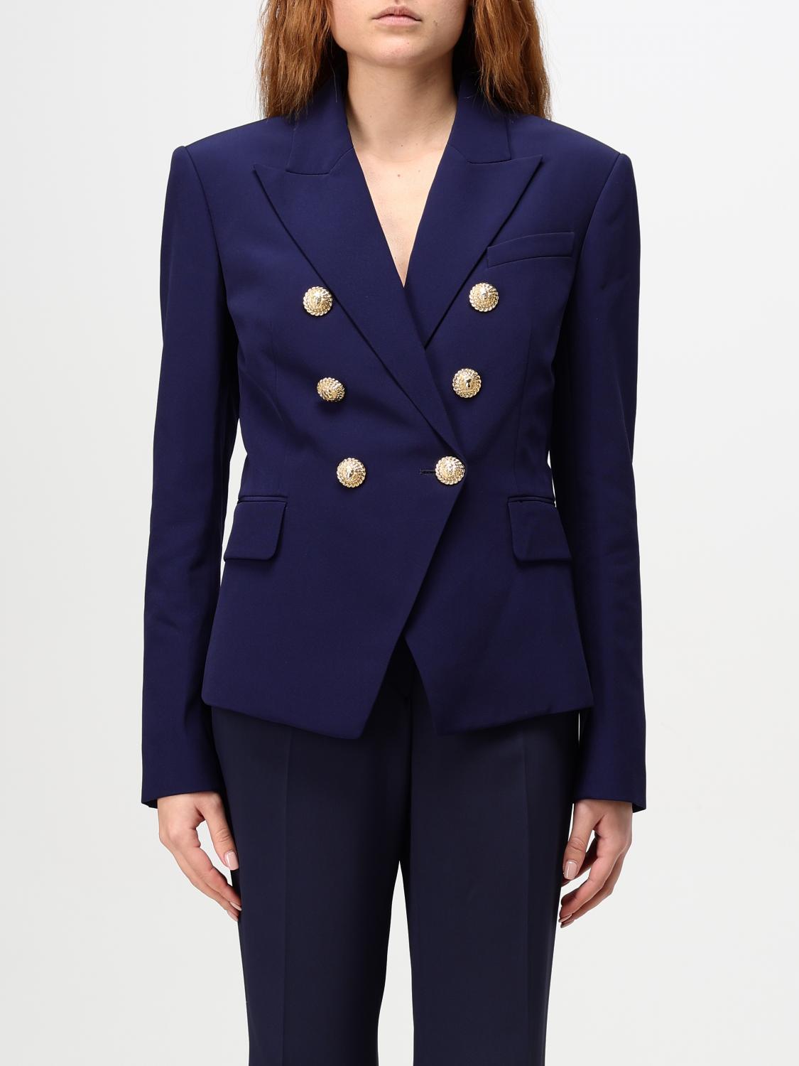 Balmain Navy Blue Viscose-wool Blend Blazer In Blau