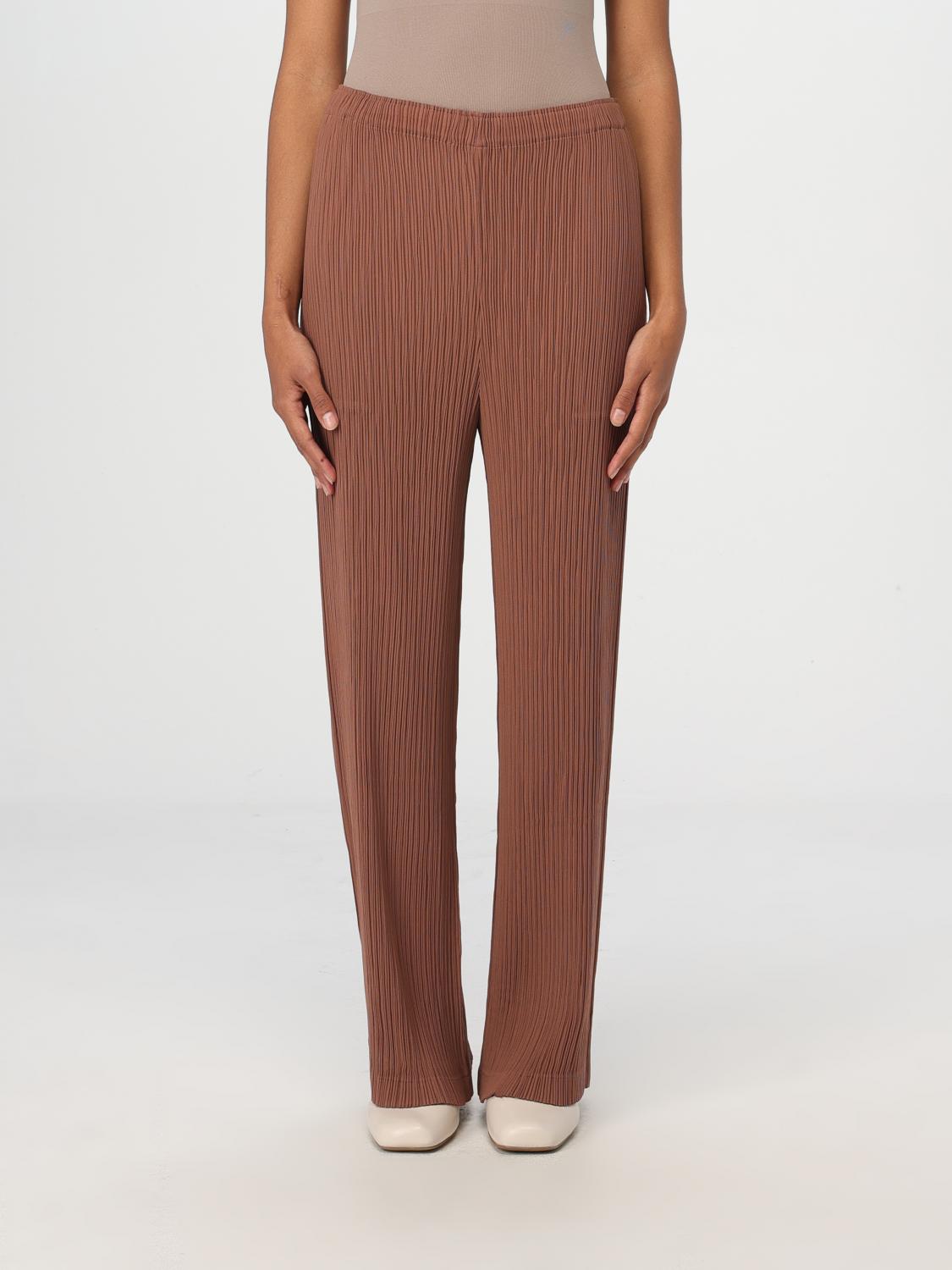 Issey Miyake Brown Hatching Pleats Trousers In Braun