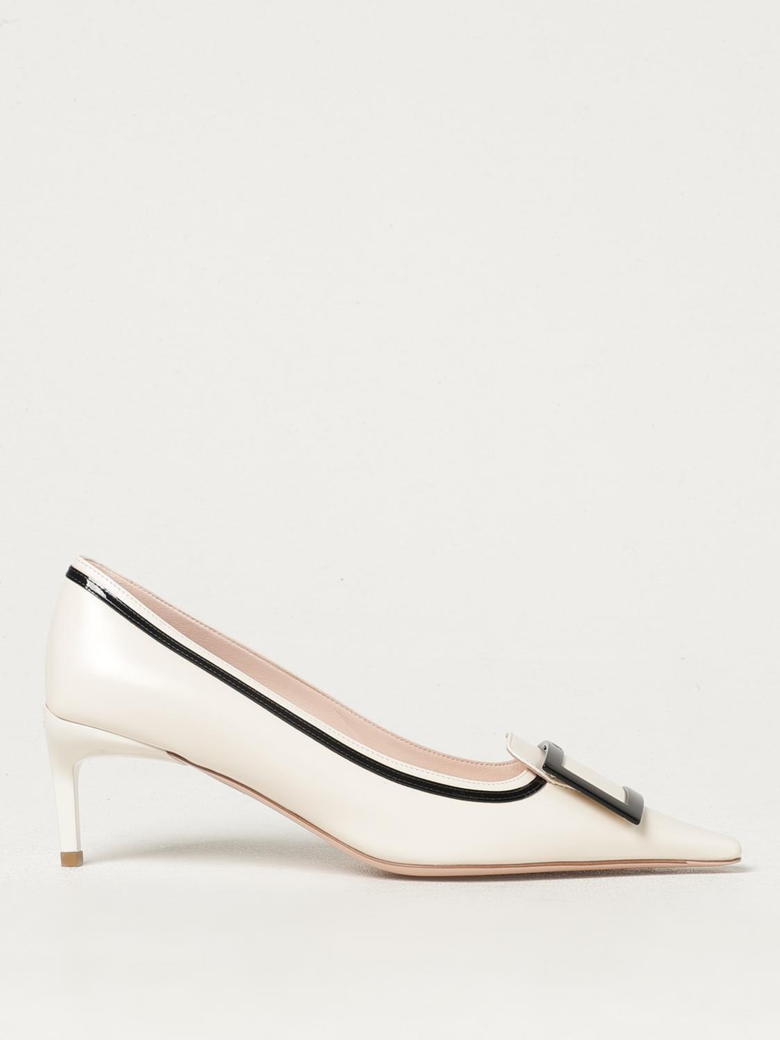 Roger Vivier Women's Viv Canard Leather Pumps In Weiss