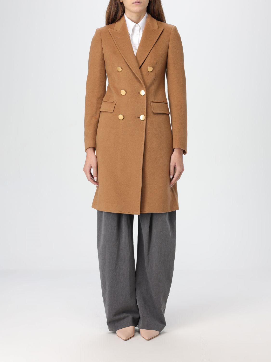 Tagliatore Double-breasted Cashmere Coat In 驼色