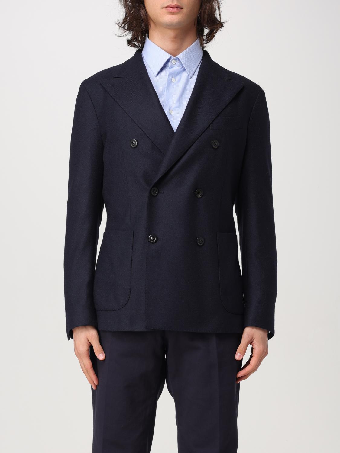 Boglioli Double Breasted Wool Hopsack Sport Coat In Blau