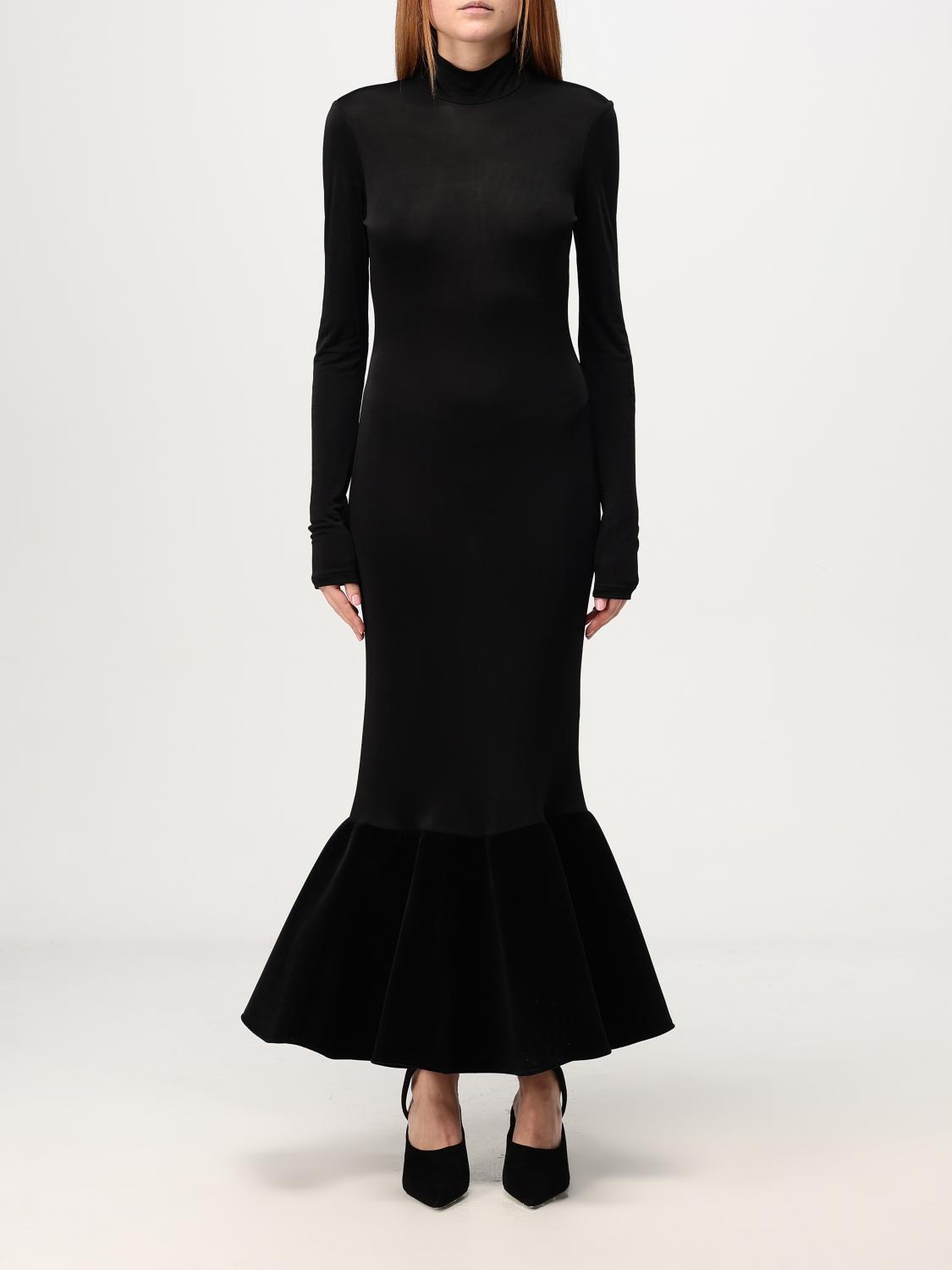 David Koma Mermaid Dress With Long Sleeves And High Neck In Schwarz