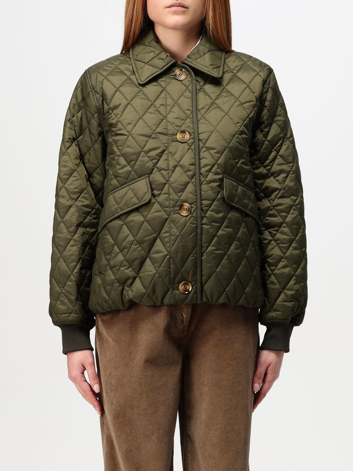 Shop Barbour Jacket  Woman Color Green In Grün