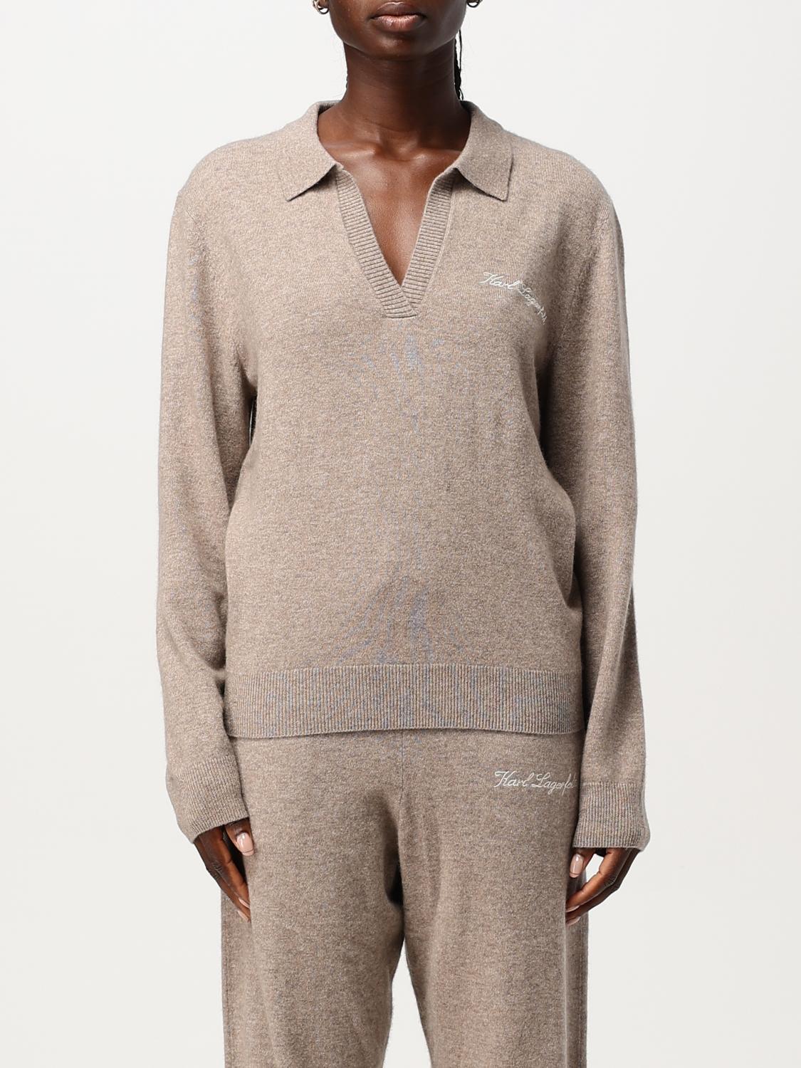 Shop Karl Lagerfeld Sweater Woman Color Beige