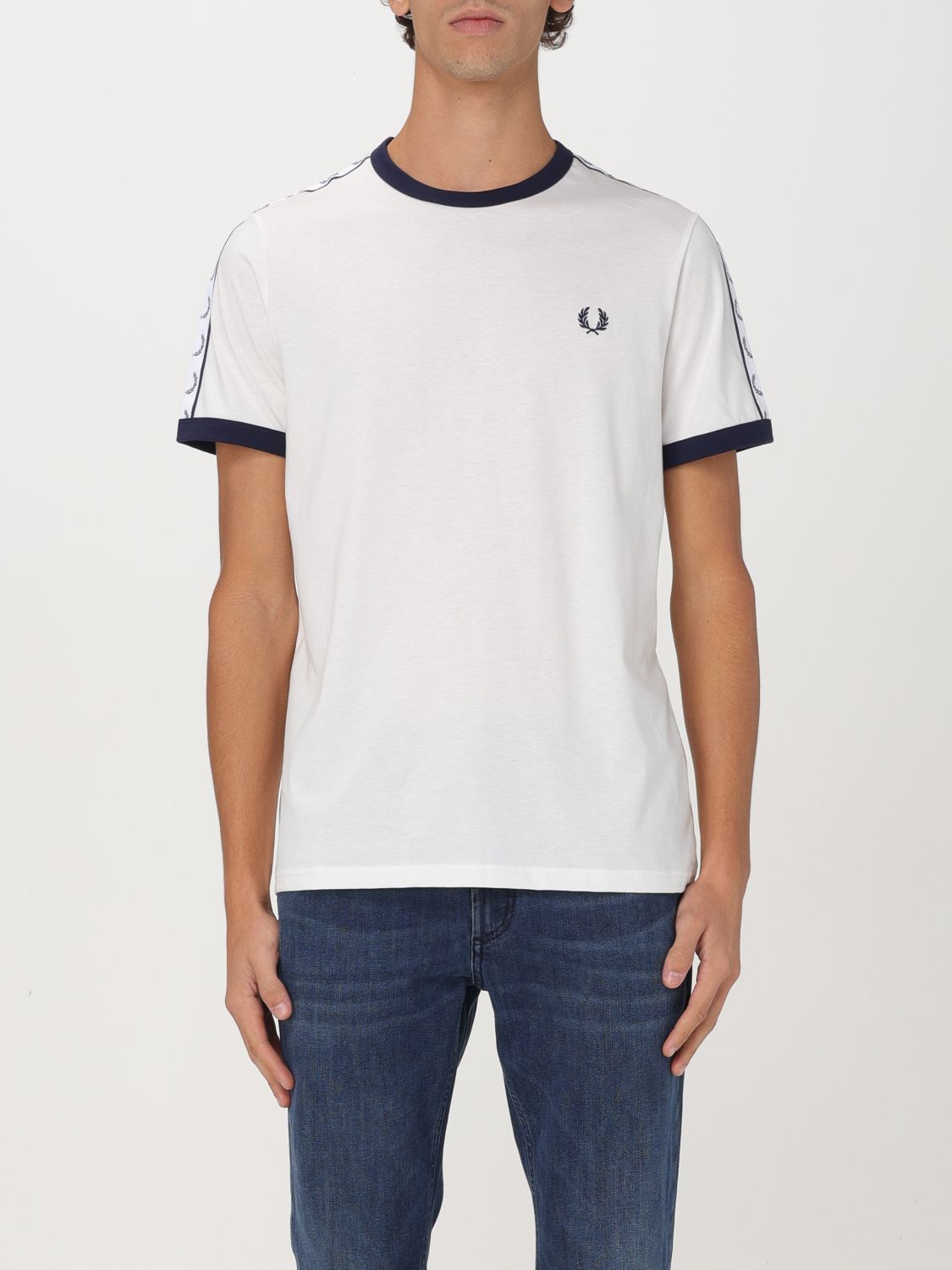 Shop Fred Perry T-shirt  Men Color White In Weiss