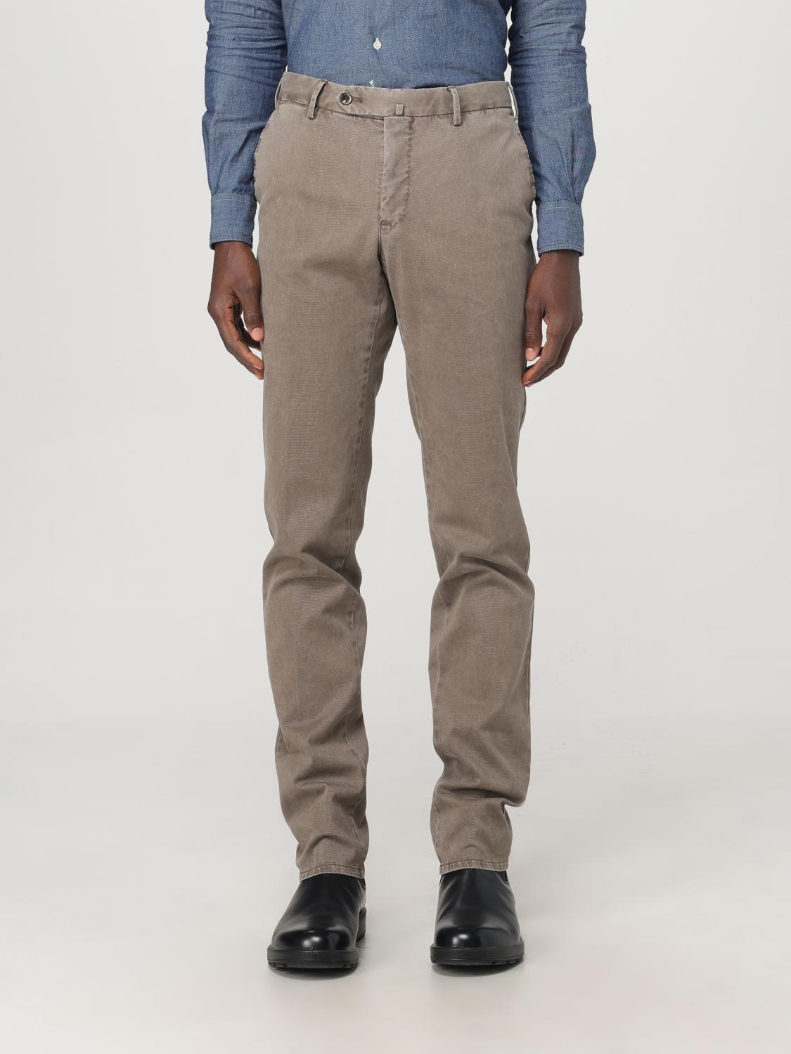 Pt Torino Mid-rise Linen Blend Chinos In Taubengrau