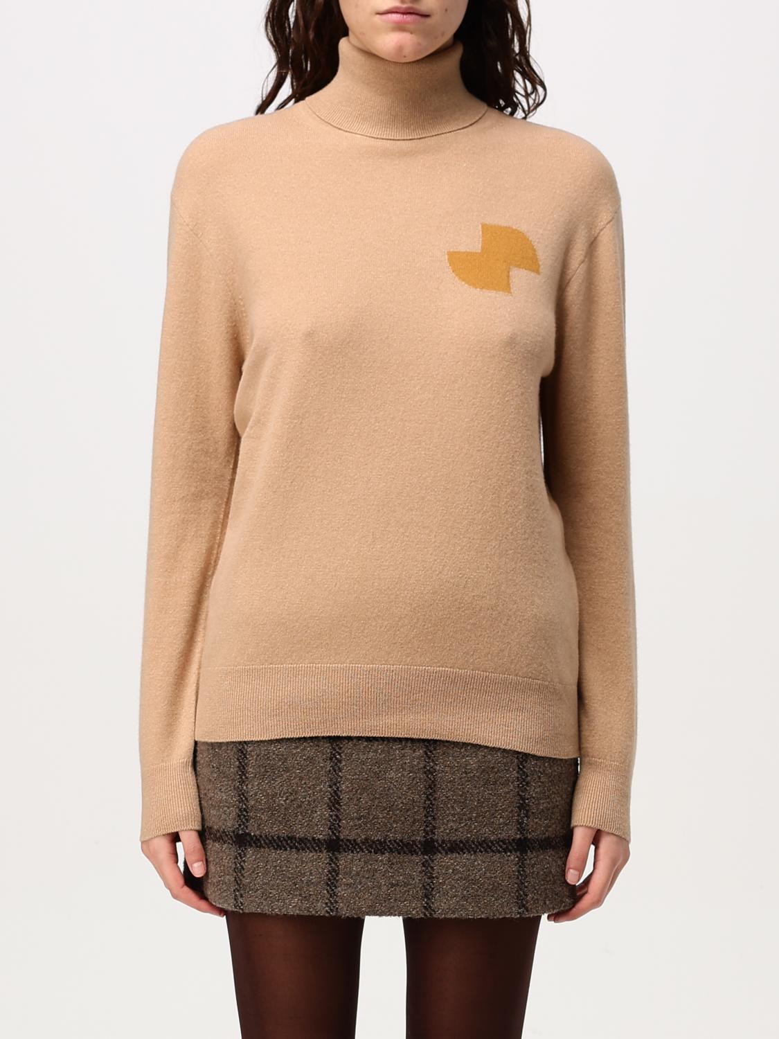 Patou Graphic Logo Wool Cashmere Turtleneck In Beige