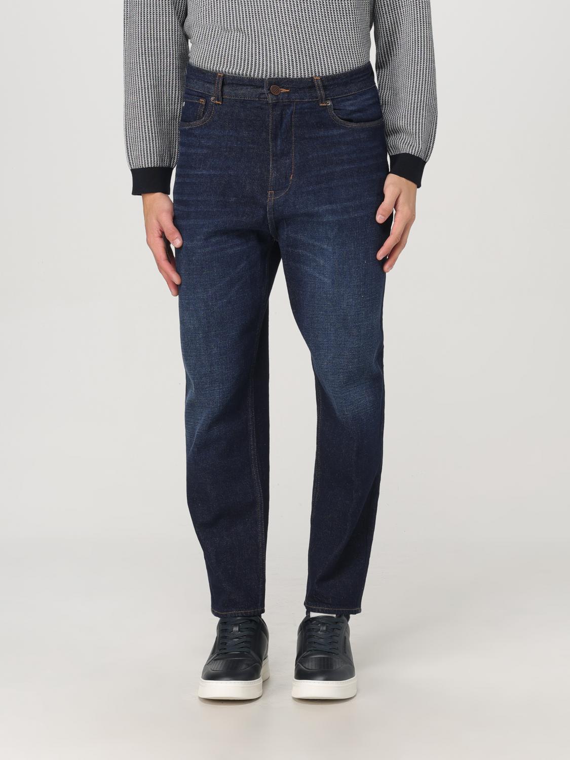Emporio Armani Regular Fit Denim Jeans With Rivet Detailing In Blue